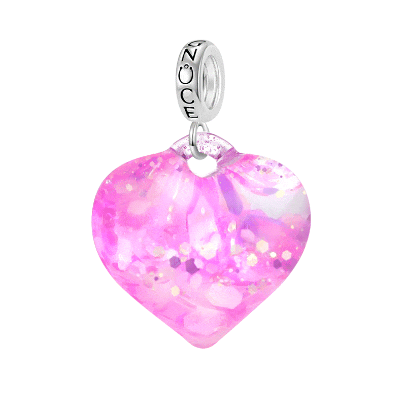 Pink Glitter Heart Pendant