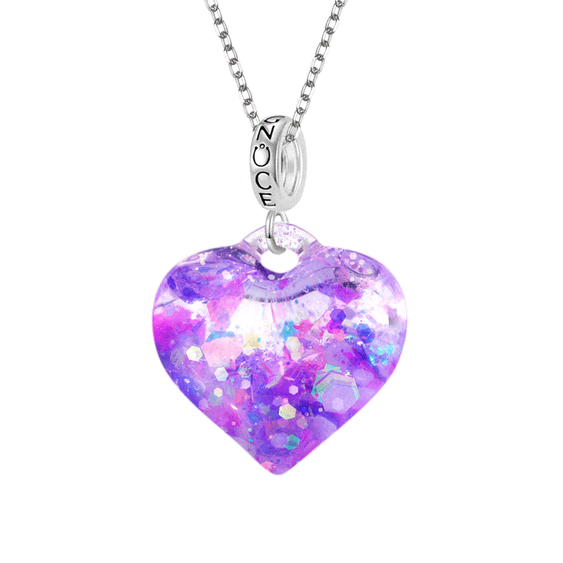Purple Glitter Heart Necklace