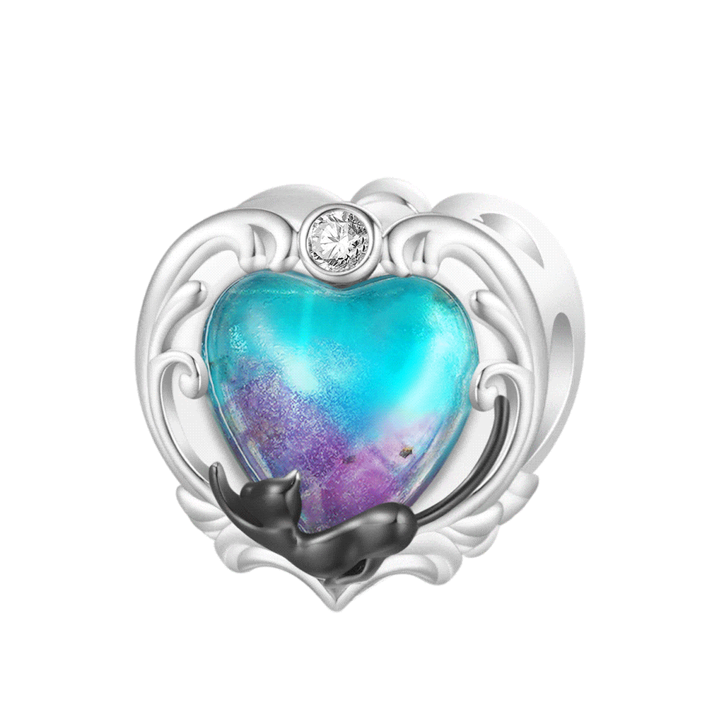 Black Cat Heart Charm