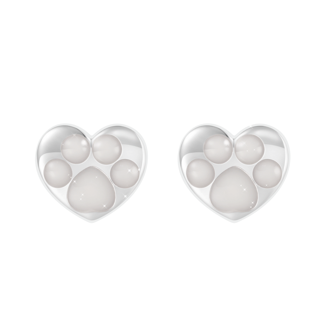 Heart Puppy Paw Stud Earrings