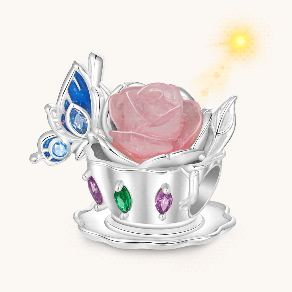 Glow-in-the-Dark Teacup Blue Butterfly Charm