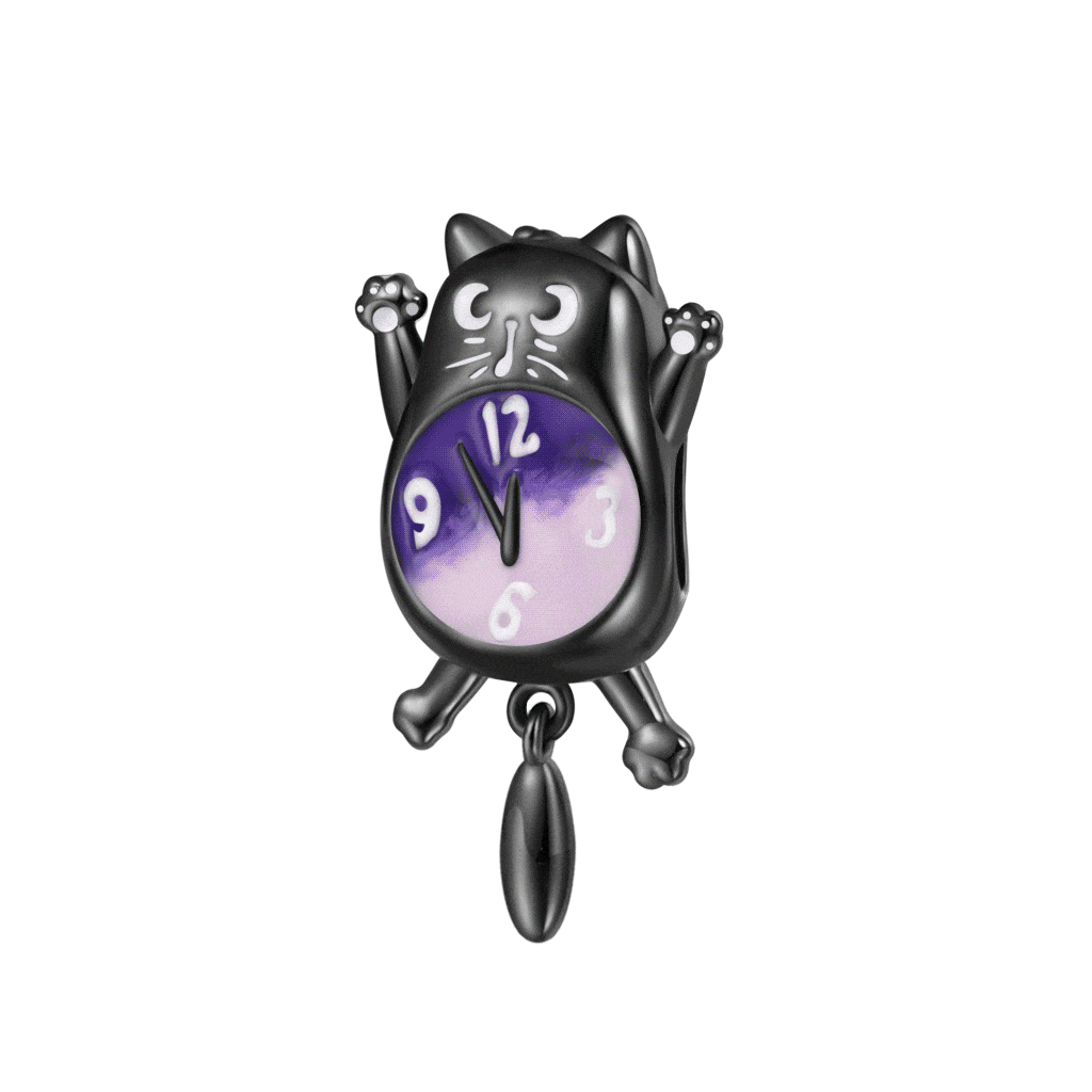 Halloween Black Cat Clock Charm