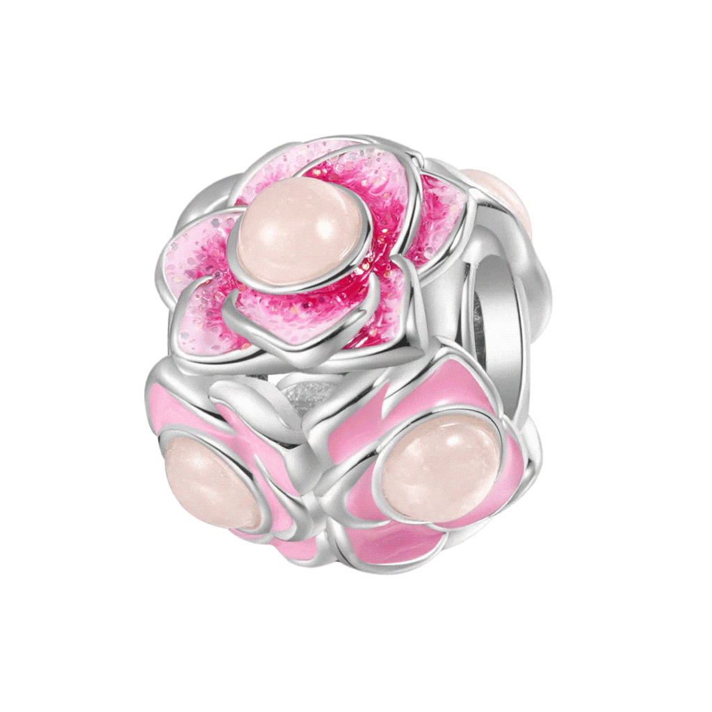 Pink Flower Ball Charm