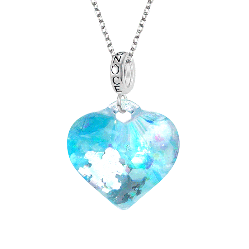 Blue Glitter Heart Necklace