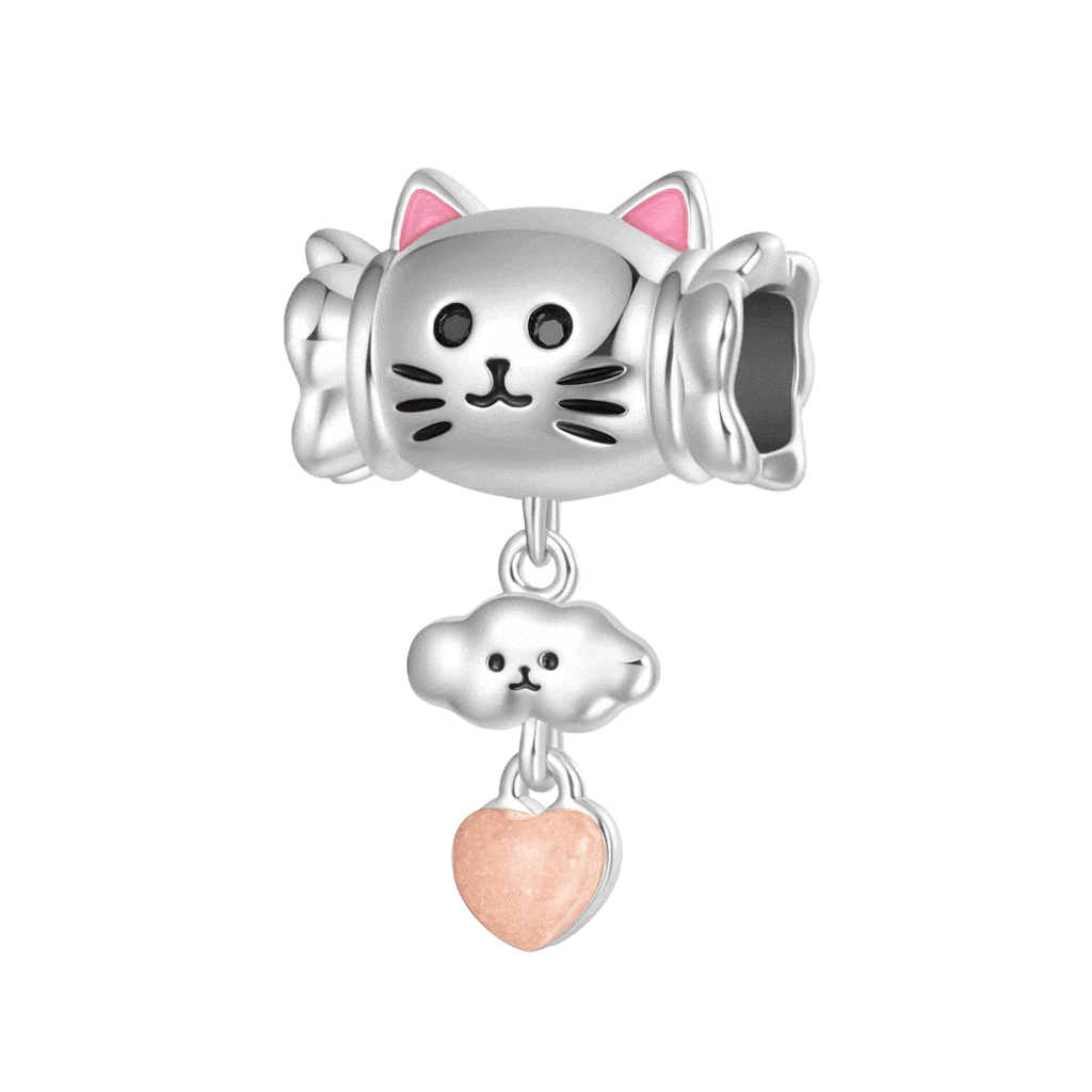 Balloon Cat Heart Charm