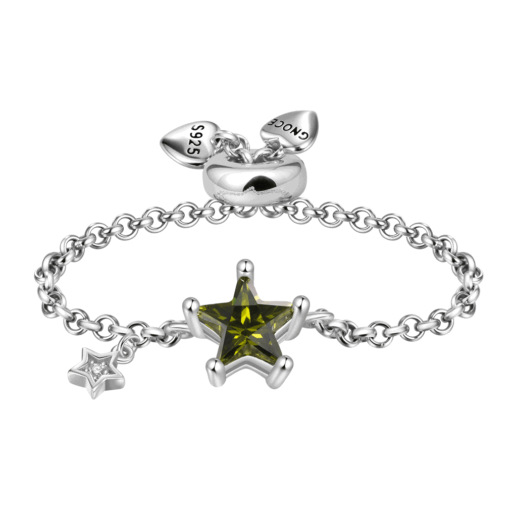Olive Yellow Star Chain Ring