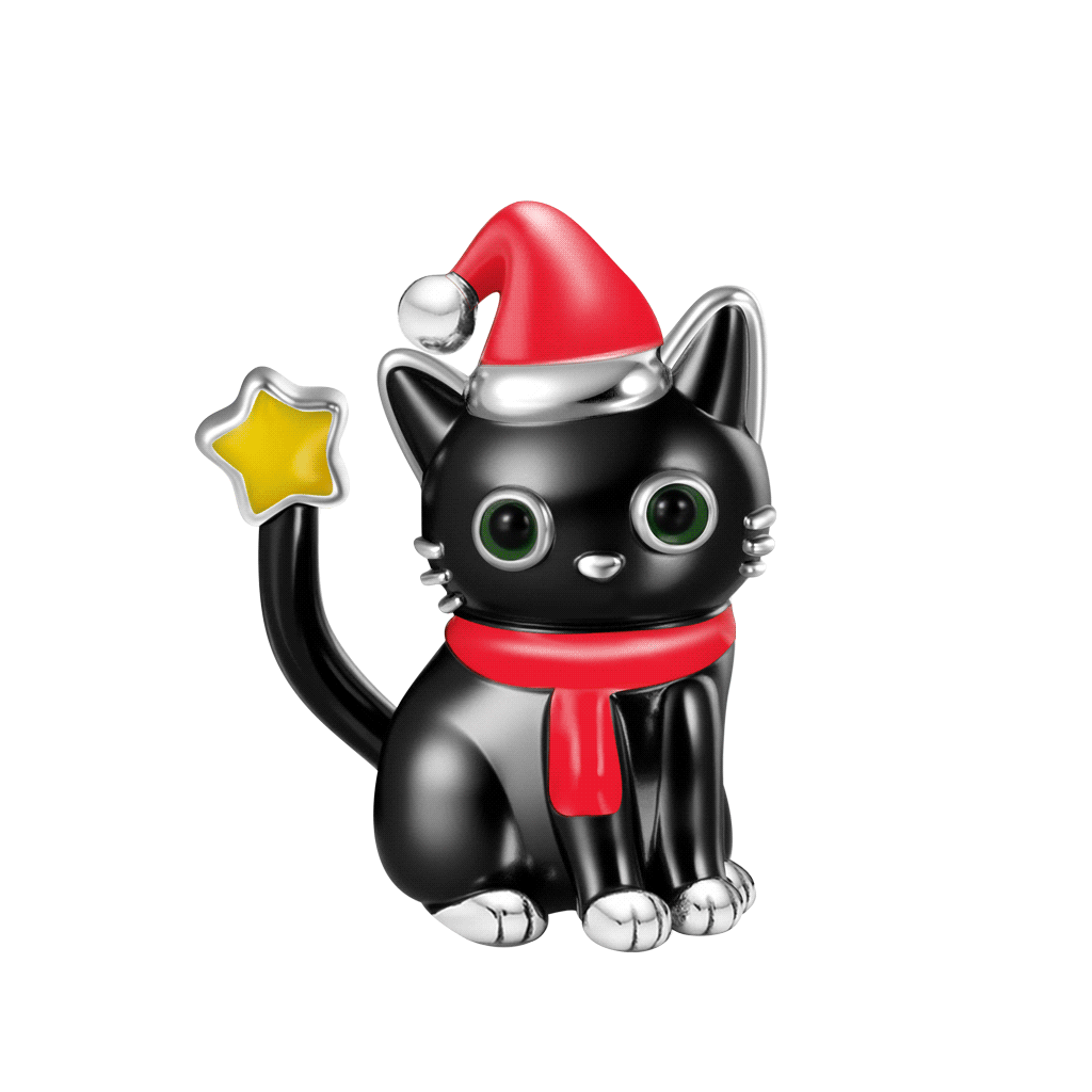 Christmas Black Cat Charm