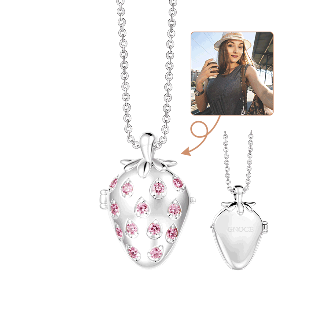 Strawberry Photo Locket Necklace