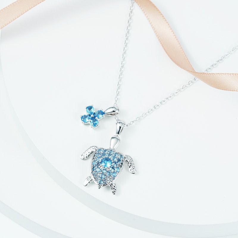 Cherry Blossom & Sea Turtle Necklace