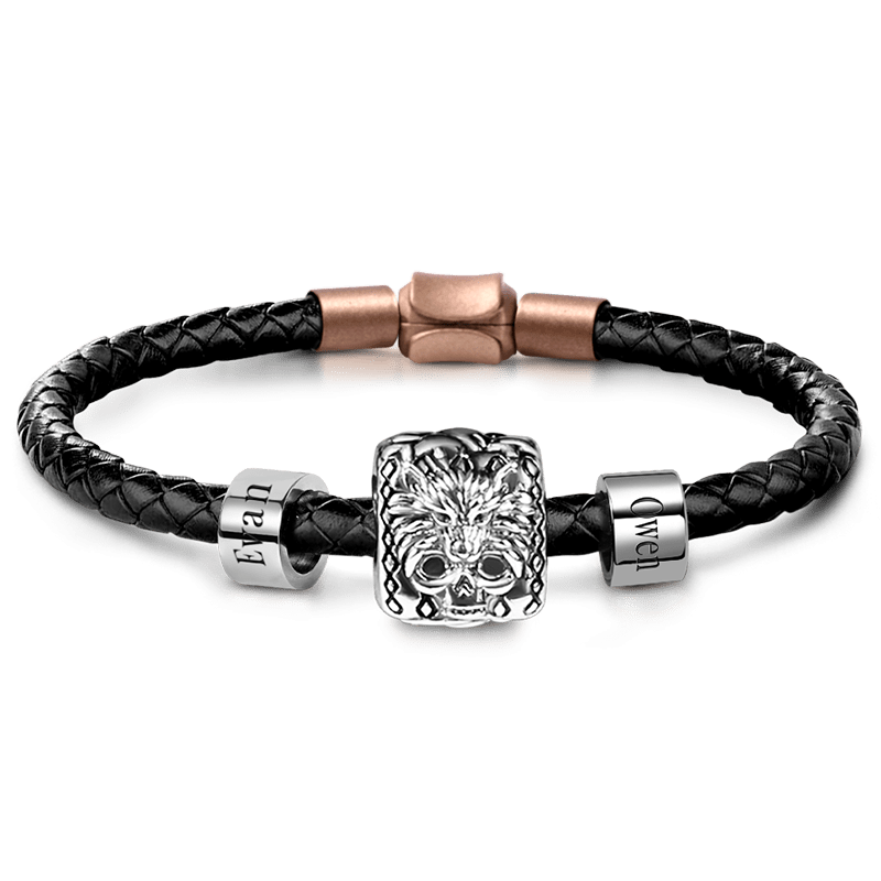 Wolf Skull & Customized Charms Bracelet