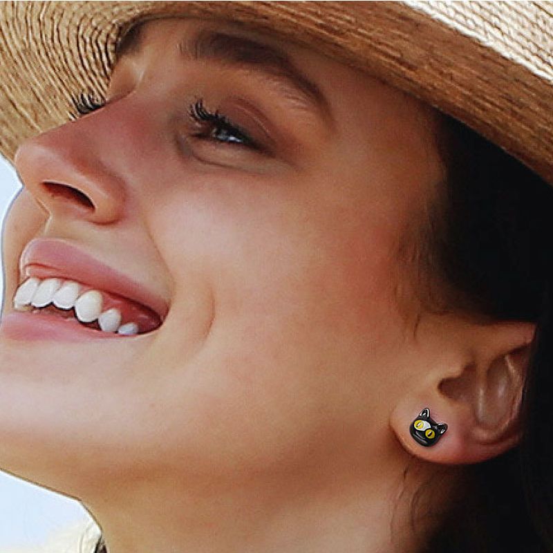 Black Cat Stud Earrings