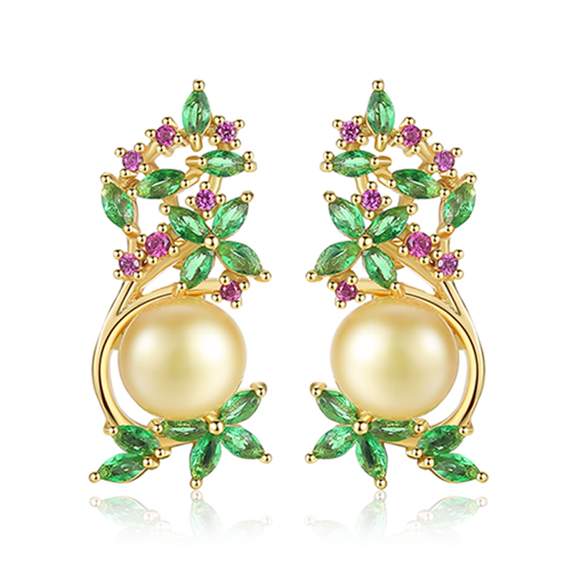 Flower & Pearl Stud Earrings