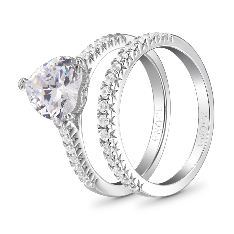 Clear Heart Ring Set