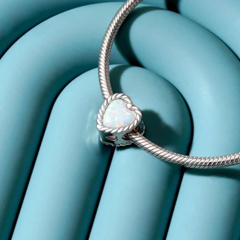 Opal Heart Charm