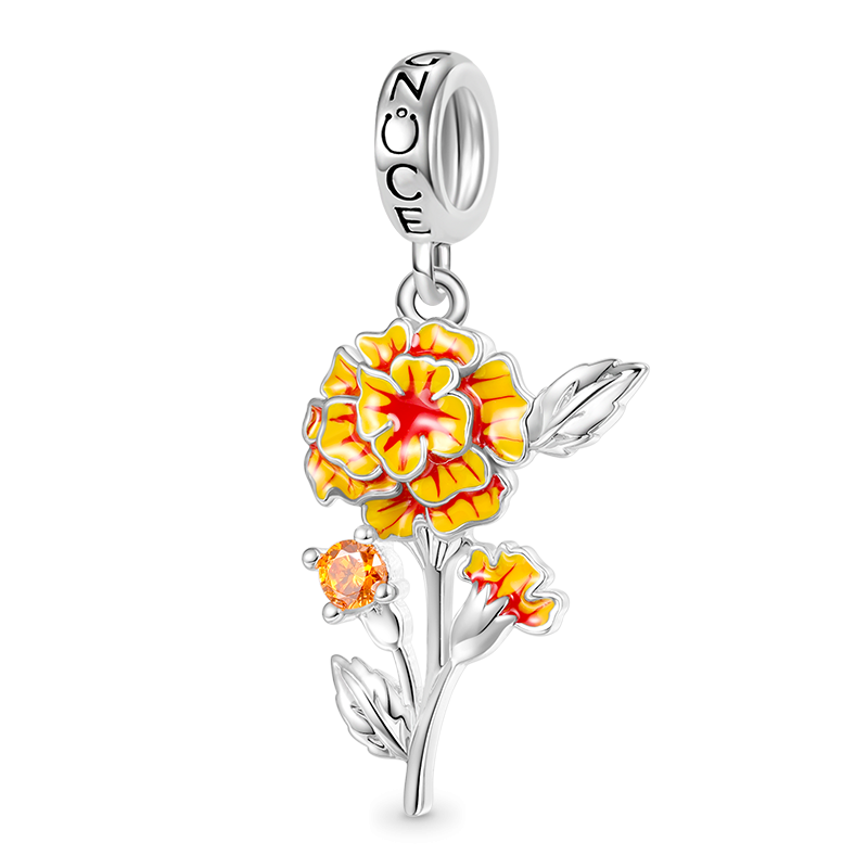 Oct.Birthday Flower Marigold Pendant