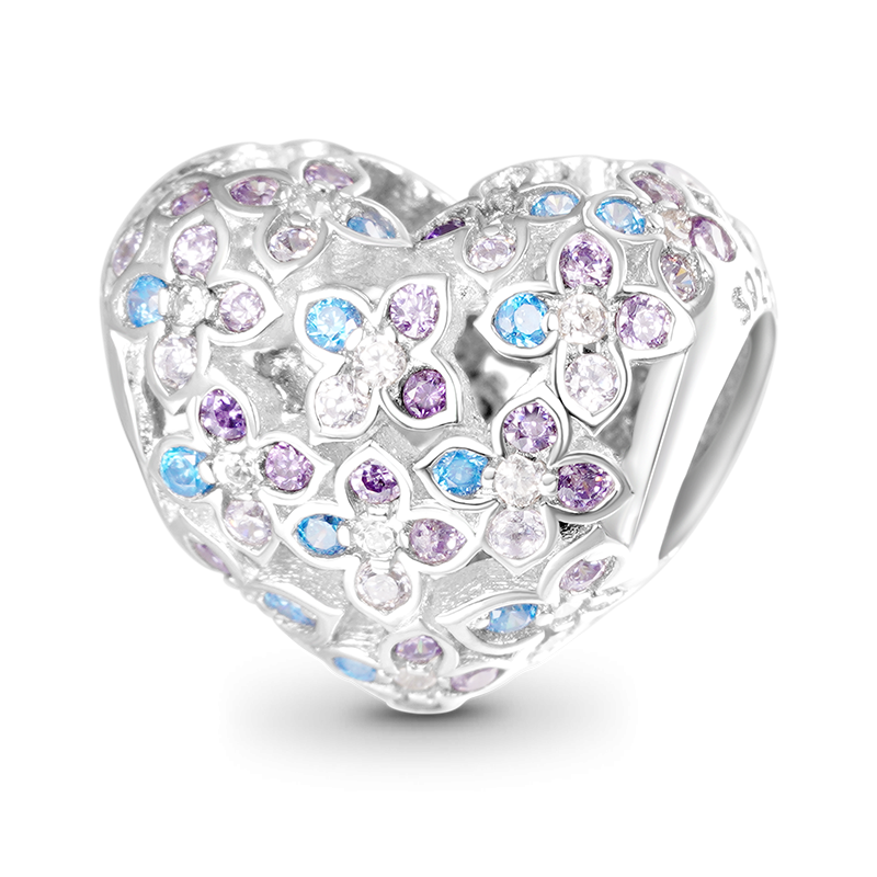 Flower Heart Charm