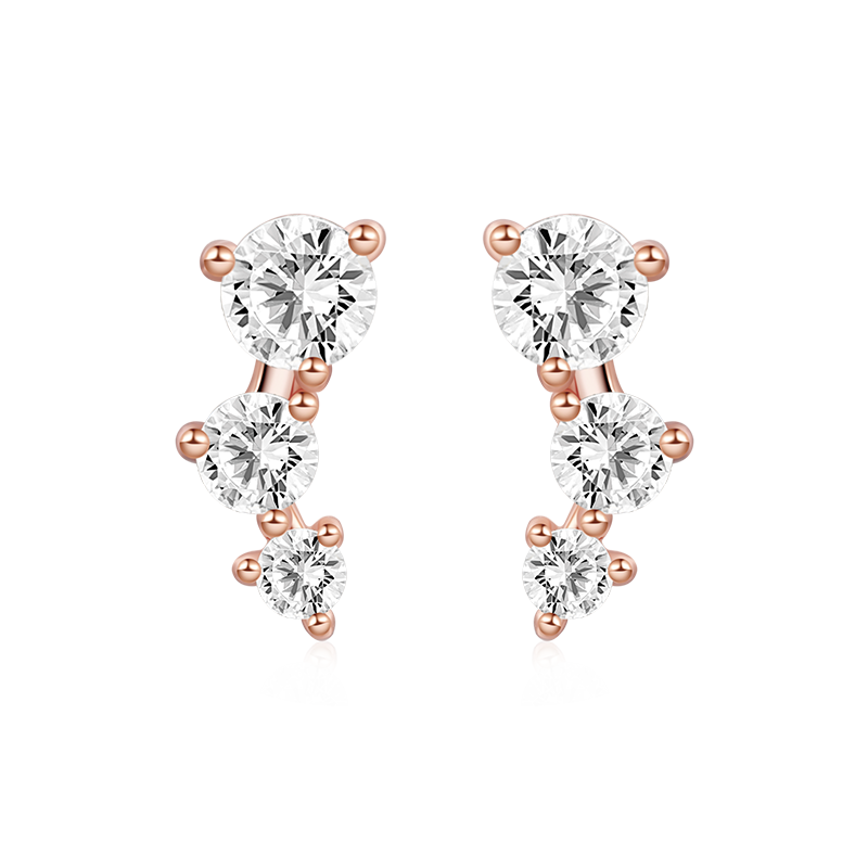 Three Stone Stud Earrings