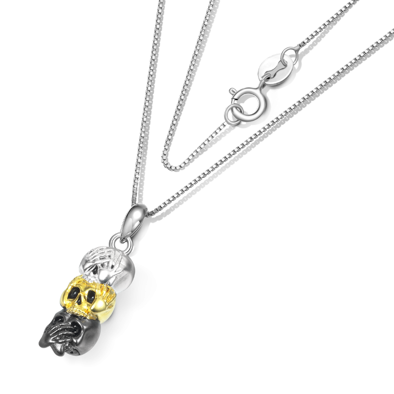 Three Wise Skulls Necklace