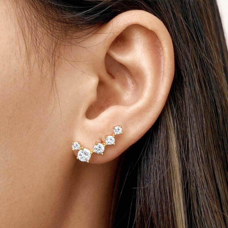 Five CZ Stud Earrings