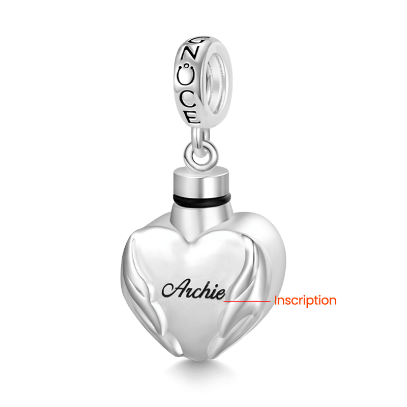 Angel Wings Heart Urn Ashes Pendant