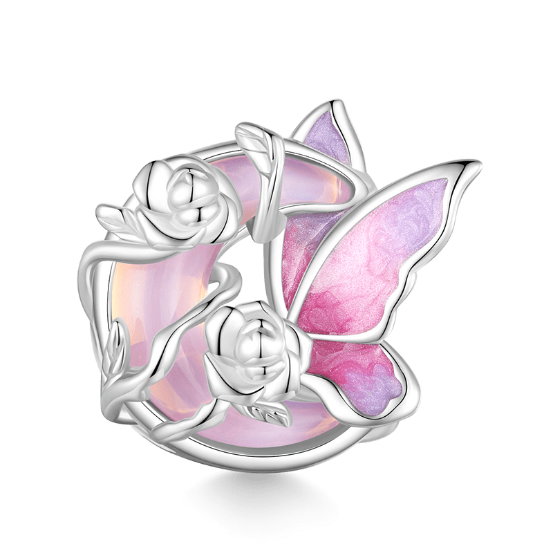 Pink Butterfly Moon Charm