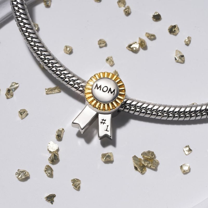 Mom Ribbon Badge Charm