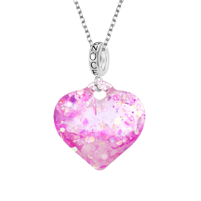 Pink Glitter Heart Necklace