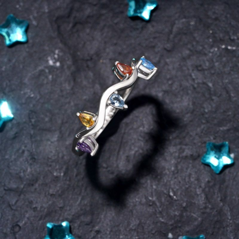 Wavy Colorful Diamond Ring