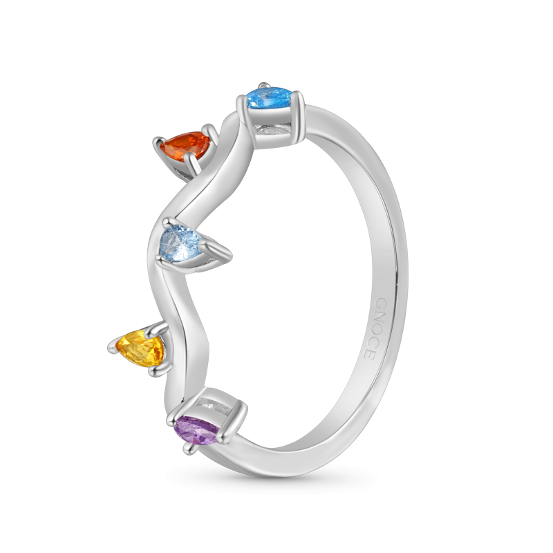 Wavy Colorful Diamond Ring