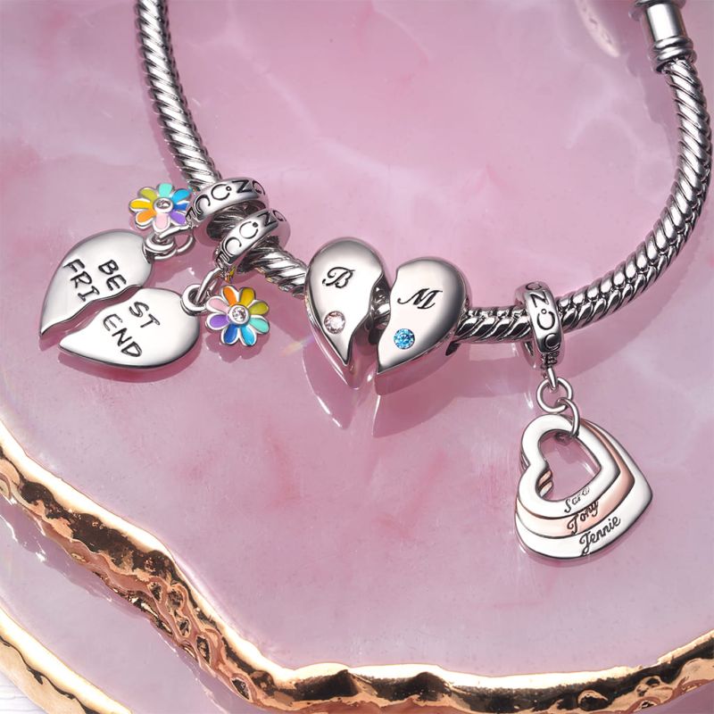 Pair Heart Rainbow Pendant