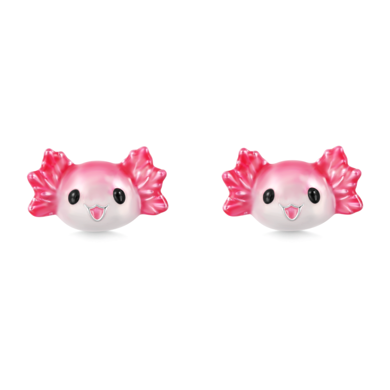Pink Axolotl Stud Earrings