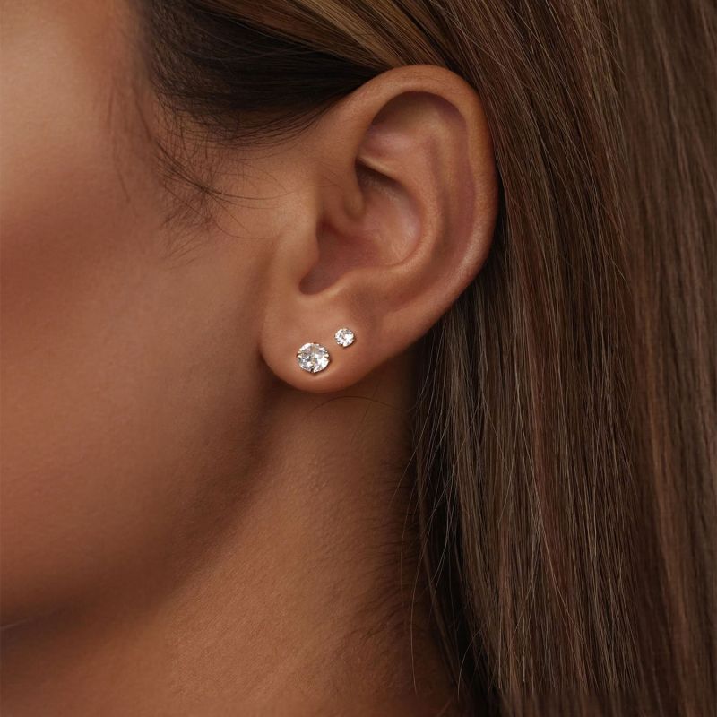 Small White CZ Stud Earrings