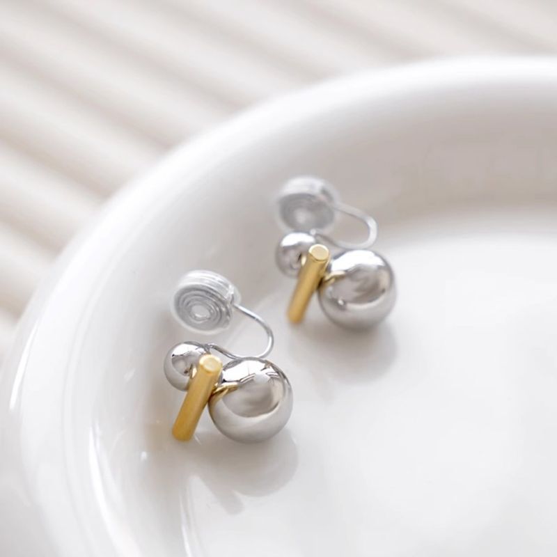Silver Ball Ear Clips