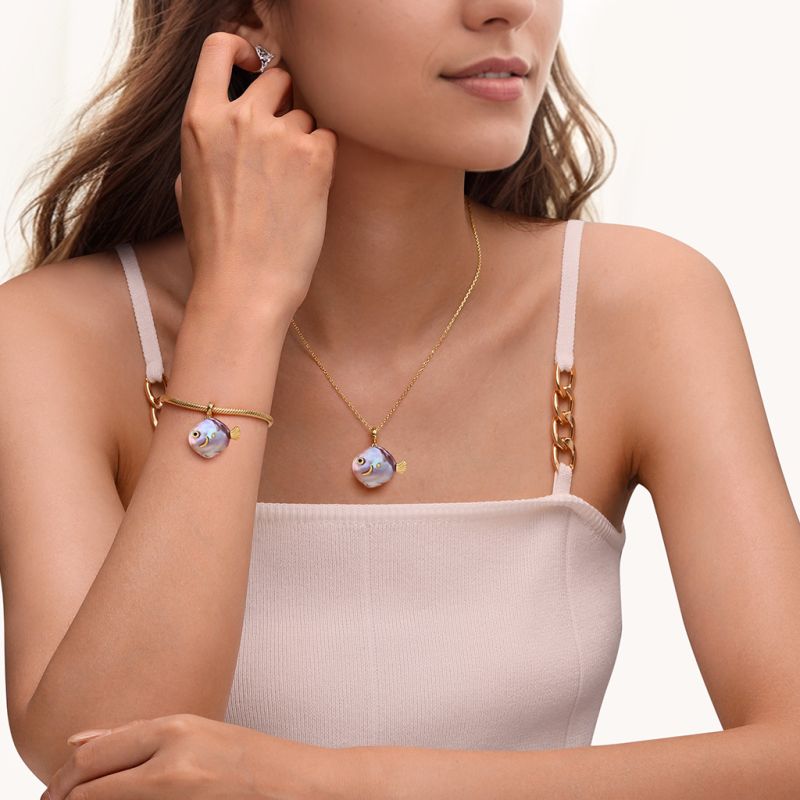 Fish Baroque Pearl Gold Plated Pendant