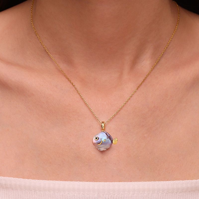 Fish Baroque Pearl Gold Plated Pendant
