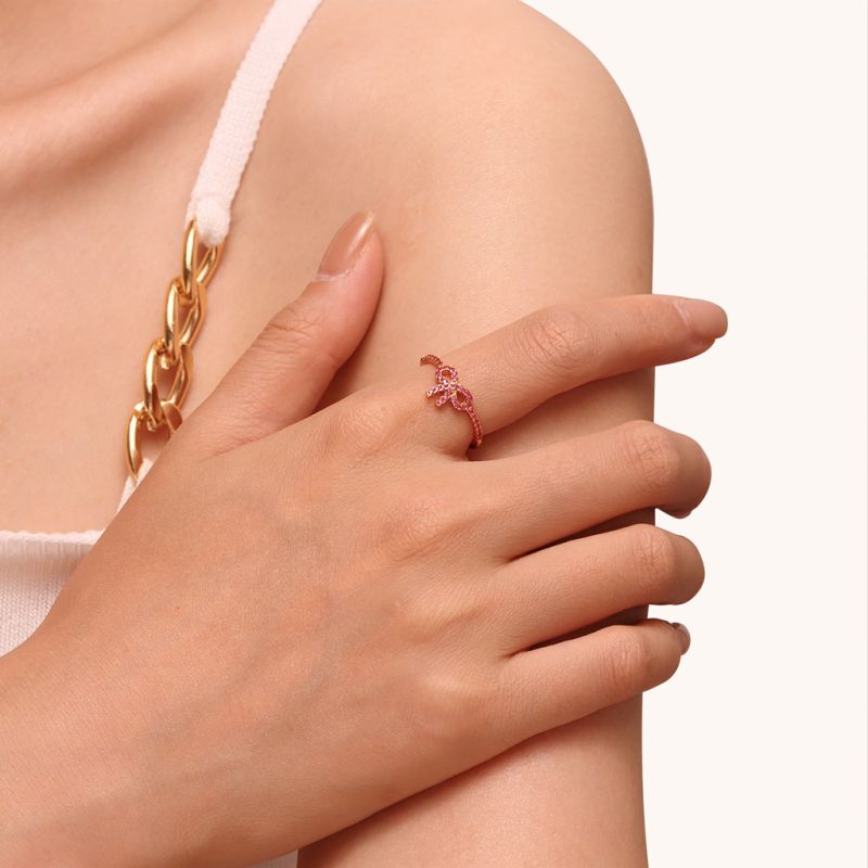 Pink Pavé Bow Ring