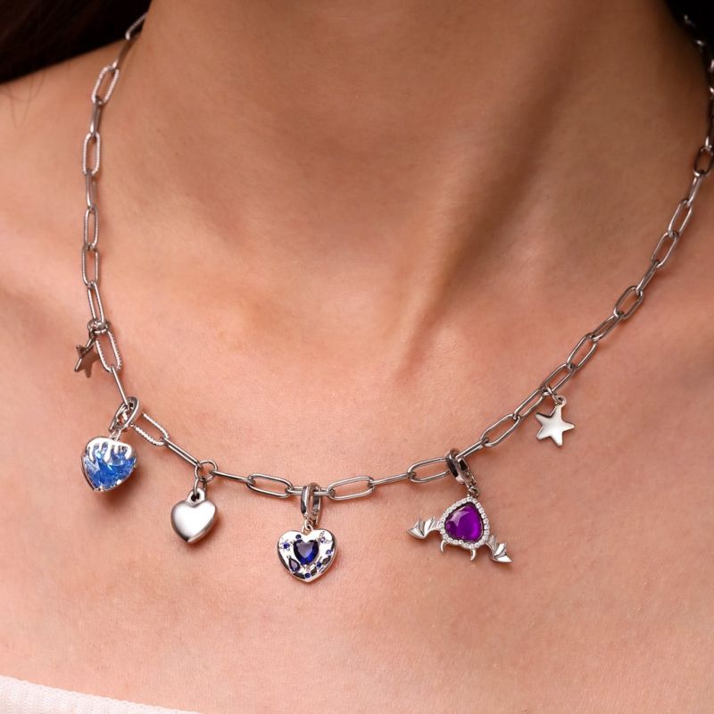 Heart Moon Clasp Clusters Charm