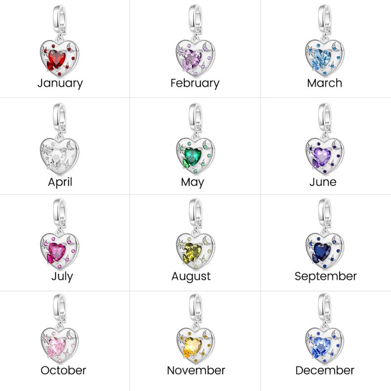 Heart Moon Clasp Clusters Charm
