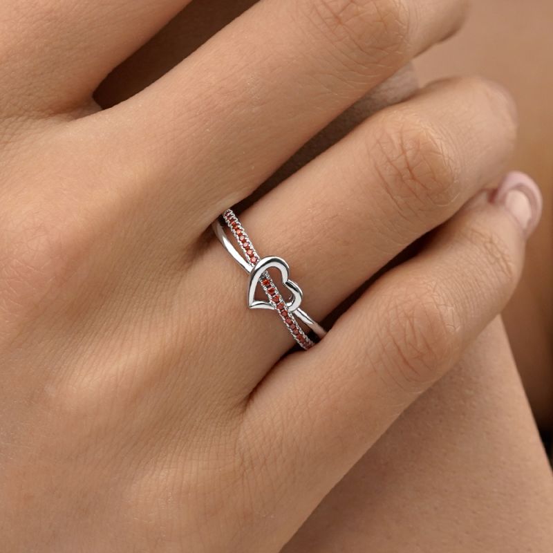 Simple Heart Birthstone Ring