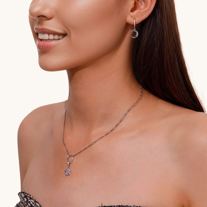 Black Cat Moon Hoop Earrings