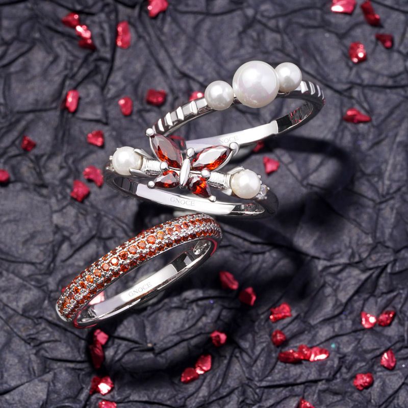 Garnet Diamond Pave Ring