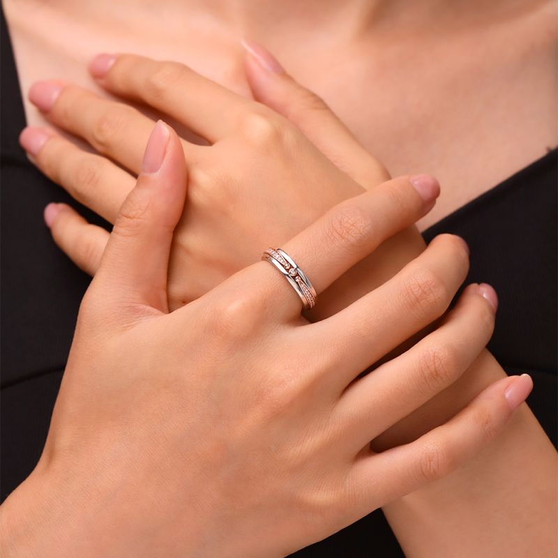 Linear Diamond Studded Rose Gold Ring