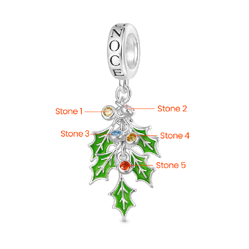 Christmas Green Holly Berries Pendant