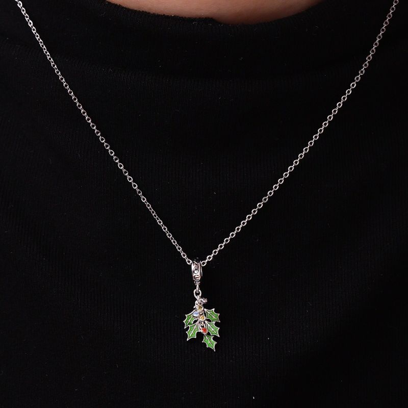 Christmas Green Holly Berries Pendant