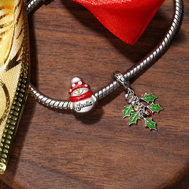 Christmas Green Holly Berries Pendant