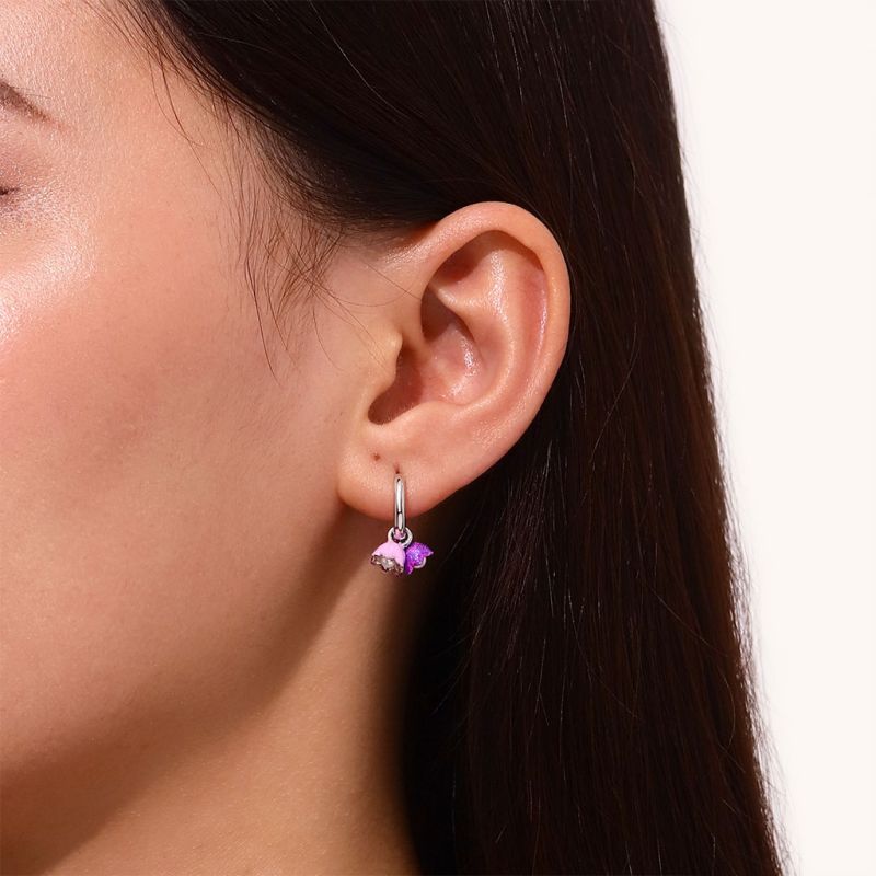 Purple Flower Pearl Stamen Earrings