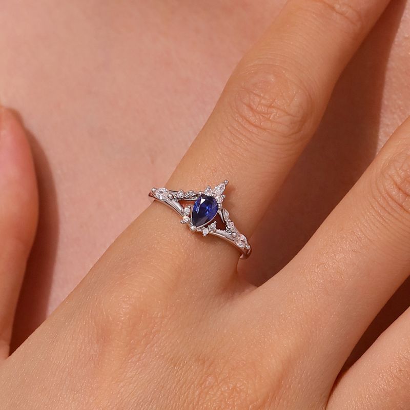 Sapphire Twist Leaf Ring