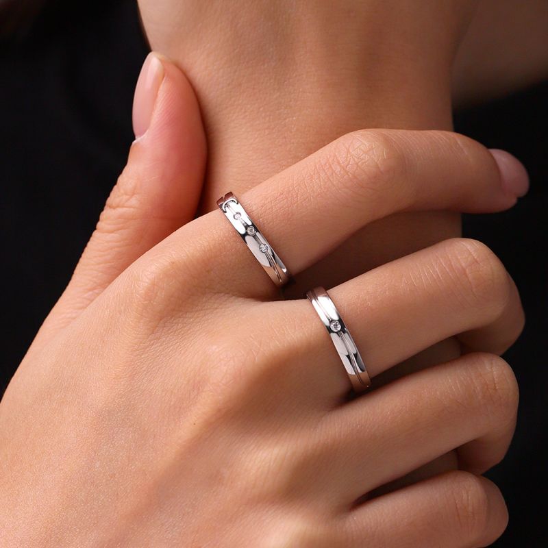 Rose Gold Starry Couple Rings