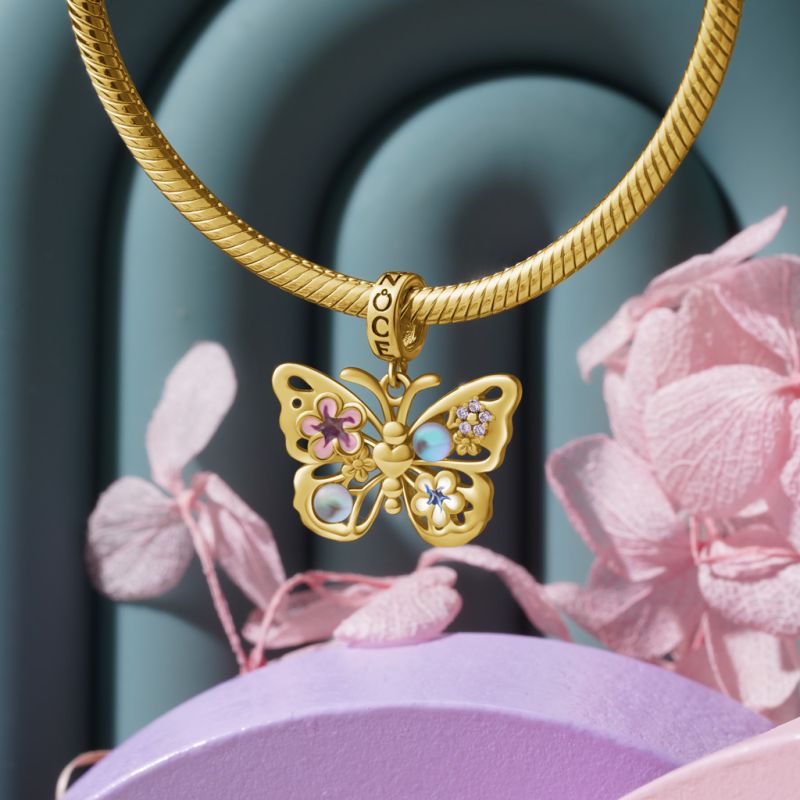 Sparkling Butterfly Moonstone Pendant