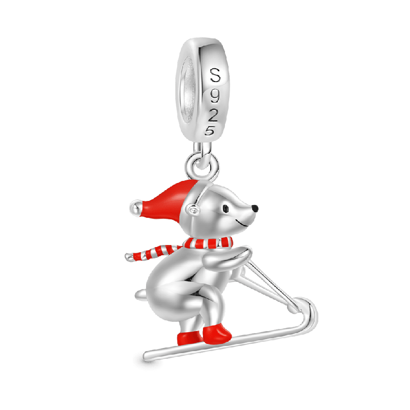 Christmas Skiing Polar Bear Pendant